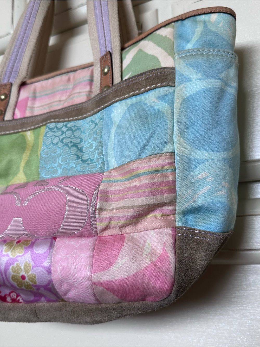 Vintage Y2K Coach pastel patchwork tote - Picture 7 of 12